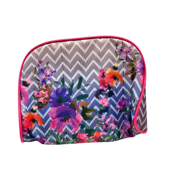 Floral Zigzag Cosmetic Bag With Pink Trim 2c - Picture 5 of 8